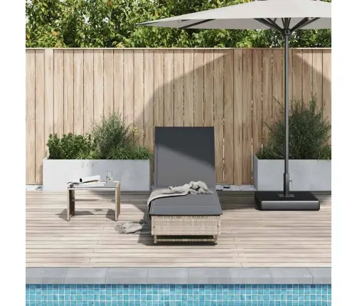 Sauļošanās Zvilnis Ar Riteņiem Un Matraci Pelēka Pe Rotangpalma Vidaxl Sauļošanās Zvilnis Ar Riteņiem Un Matraci Pelēka Pe Rotangpalma Vidaxl