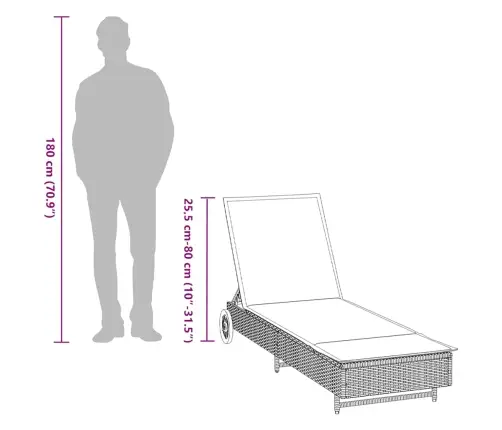 Sauļošanās Zvilnis Ar Riteņiem Un Matraci Pelēka Pe Rotangpalma Vidaxl Sauļošanās Zvilnis Ar Riteņiem Un Matraci Pelēka Pe Rotangpalma Vidaxl