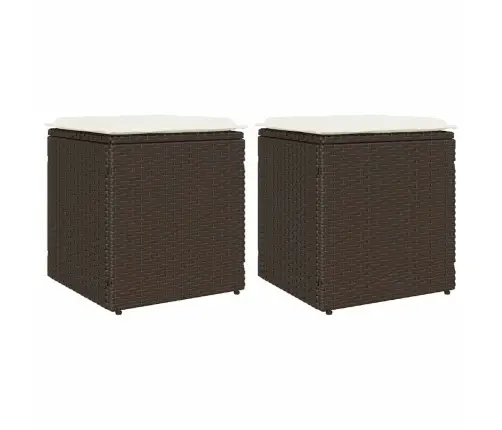 Sodo Taburetės Su Pagalvėlėmis 2 Vnt Ruda Polietileno Rotango