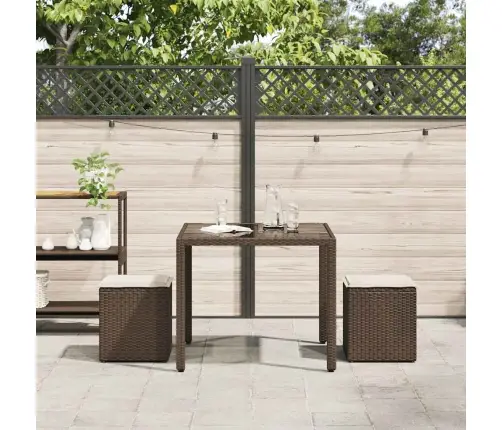 Sodo Taburetės Su Pagalvėlėmis 2 Vnt Ruda Polietileno Rotango