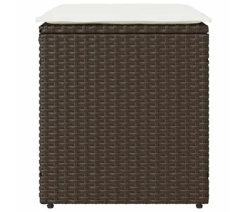 Sodo Taburetės Su Pagalvėlėmis 2 Vnt Ruda Polietileno Rotango