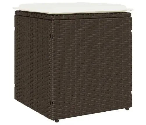 Sodo Taburetės Su Pagalvėlėmis 2 Vnt Ruda Polietileno Rotango