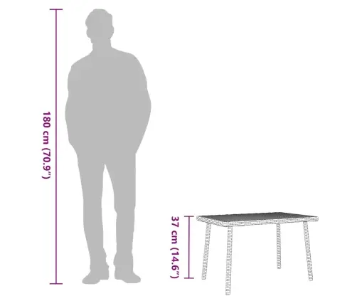 Dārza Kafijas Galdiņš Taisnstūrveida Pelēks Polirotangpalmas Vidaxl