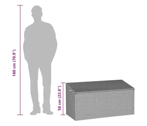 Dārza Uzglabāšanas Kaste Melna 110X50X58 Cm Poly Rattan Vidaxl