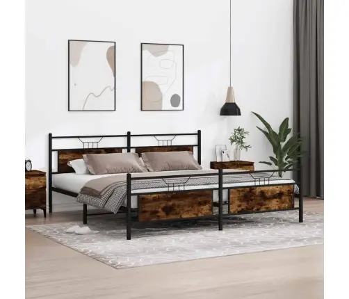 Lovos Rėmas Be Čiužinio, Dūminio Ąžuolo, 193X201cm Metalas