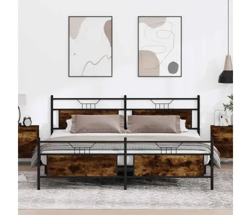 Lovos Rėmas Be Čiužinio, Dūminio Ąžuolo, 193X201cm Metalas