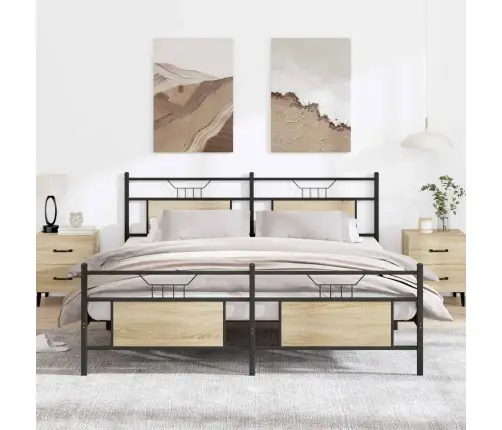 Lovos Rėmas Be Čiužinio, Sonoma Ąžuolo, 180X200cm Metalas