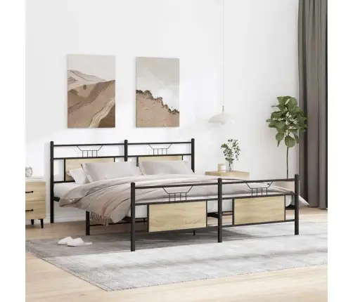 Lovos Rėmas Be Čiužinio, Sonoma Ąžuolo, 183X213cm Metalas Lovos Rėmas Be Čiužinio, Sonoma Ąžuolo, 183X213cm Metalas