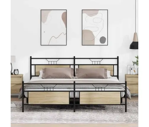 Metallist Voodiraam Ilma Madratsita Sonoma Tamm 193X201 Cm