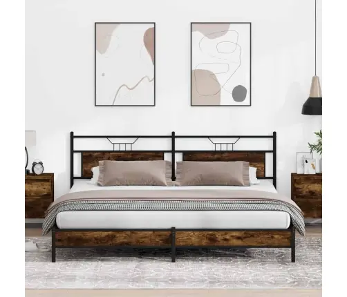 Gultas Rāmis Bez Matrača, Metāls, 200X200Cm, Ozolkoka Imitācija Vidaxl