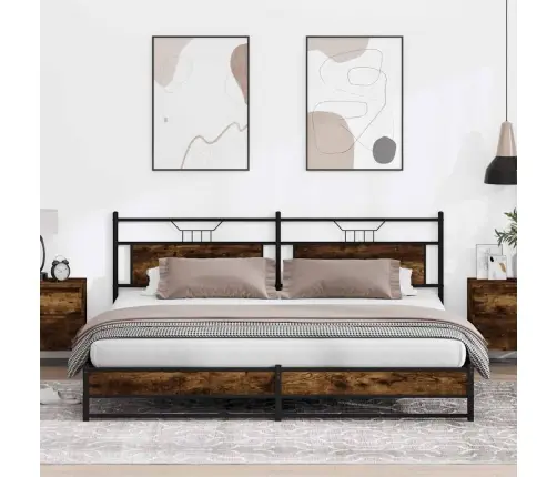 Gultas Rāmis Bez Matrača, Metāls, 200X200Cm, Ozolkoka Imitācija Vidaxl