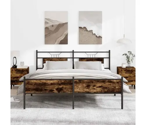 Metallist Voodiraam Ilma Madratsita Suitsutatud Tamm 160X200 Cm