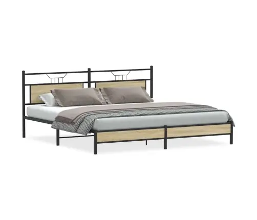 Gultas Rāmis Bez Matrača, Metāls, 200X200Cm, Ozolkoka Imitācija Vidaxl