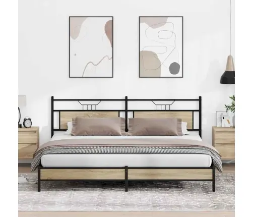 Gultas Rāmis Bez Matrača, Metāls, 200X200Cm, Ozolkoka Imitācija Vidaxl