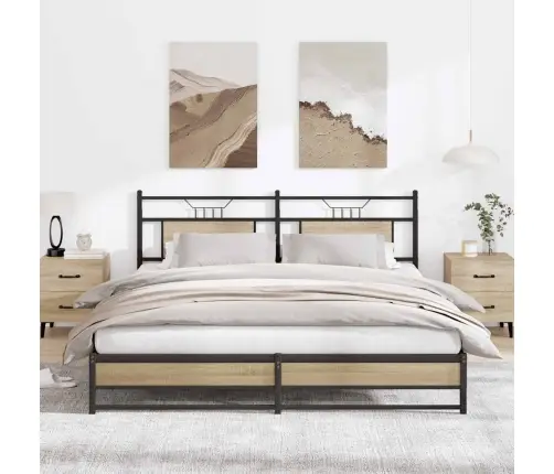 Gultas Rāmis Bez Matrača, Metāls, 183X213Cm, Ozolkoka Imitācija Vidaxl