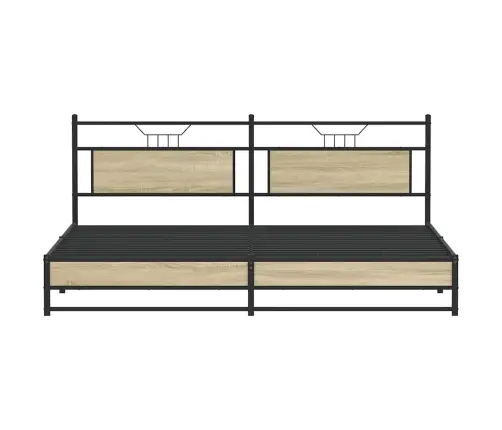 Gultas Rāmis Bez Matrača, Metāls, 200X200Cm, Ozolkoka Imitācija Vidaxl