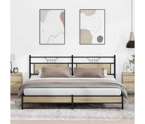 Gultas Rāmis Bez Matrača, Metāls, 200X200Cm, Ozolkoka Imitācija Vidaxl