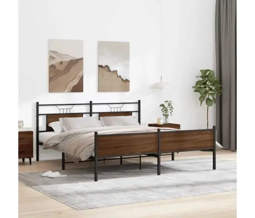 Gultas Rāmis Bez Matrača, Metāls, 160X200 Cm, Ozolkoka Krāsa Vidaxl