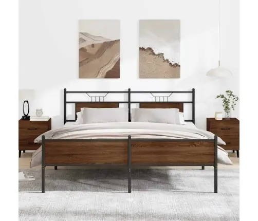 Gultas Rāmis Bez Matrača, Metāls, 183X213 Cm, Ozolkoka Krāsa Vidaxl