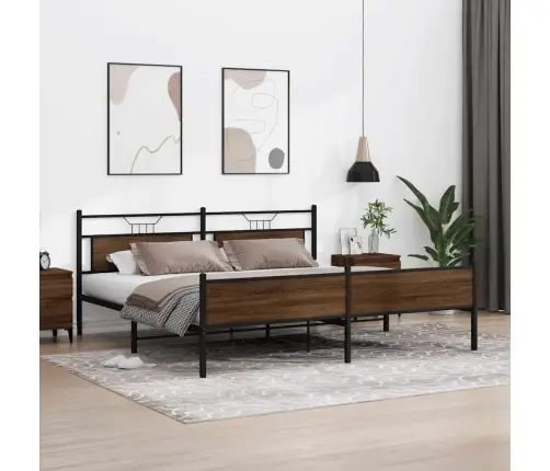 Gultas Rāmis Bez Matrača, Metāls, 193X203 Cm, Ozolkoka Krāsa Vidaxl