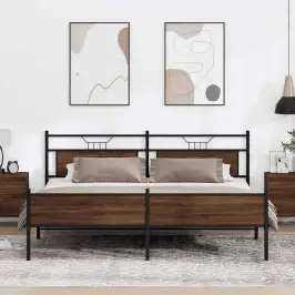 Gultas Rāmis Bez Matrača, Metāls, 193X201 Cm, Ozolkoka Krāsa Vidaxl Gultas Rāmis Bez Matrača, Metāls, 193X201 Cm, Ozolkoka Krāsa Vidaxl