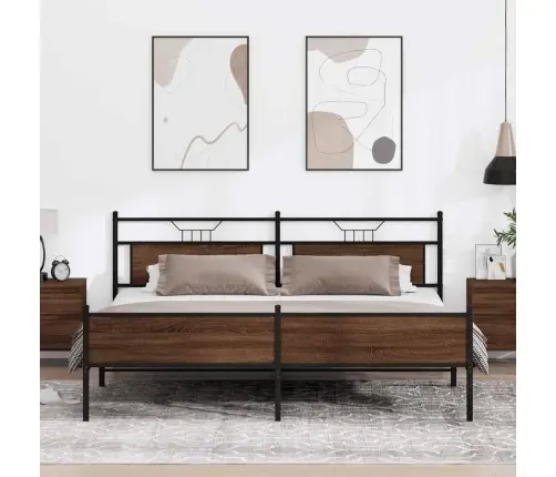 Gultas Rāmis Bez Matrača, Metāls, 193X203 Cm, Ozolkoka Krāsa Vidaxl