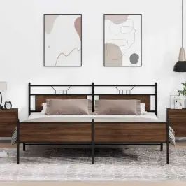 Metallist Voodiraam Ilma Madratsita Pruun Tamm 200X200 Cm