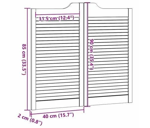 Varstomos Durys Su Žaliuzėmis, 2 Poros 90X80 Cm Pušies Masyvo