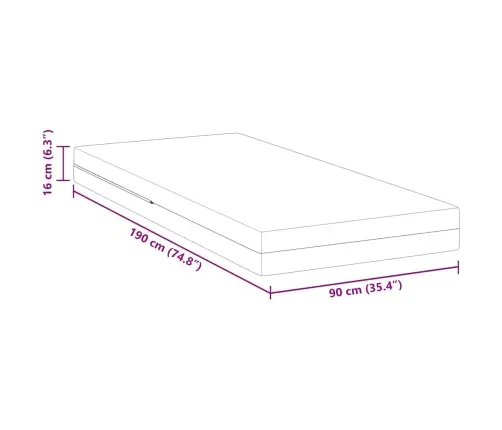 Matrači Balts 90 X 190 Cm 100% Poliestera Žakarda Audums Vidaxl