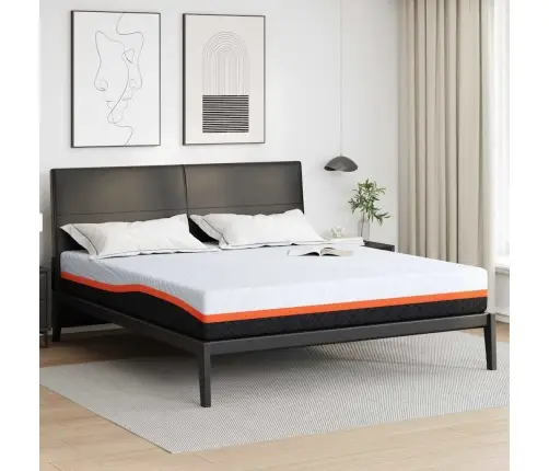 Čiužinys Balta Ir Pilka 200 X 200 Cm Atminties Putos