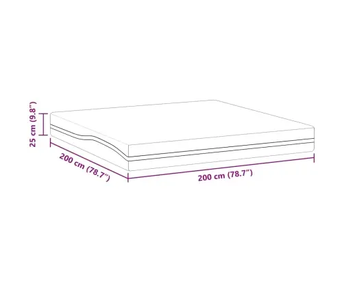 Čiužinys Balta Ir Pilka 200 X 200 Cm Atminties Putos