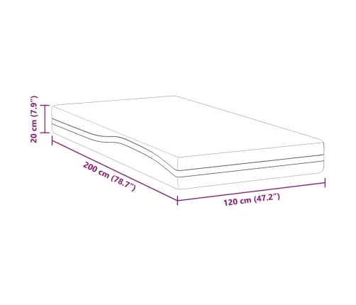 Čiužinys Balta Ir Pilka 120 X 200 Cm Gelinis Atminties Putų