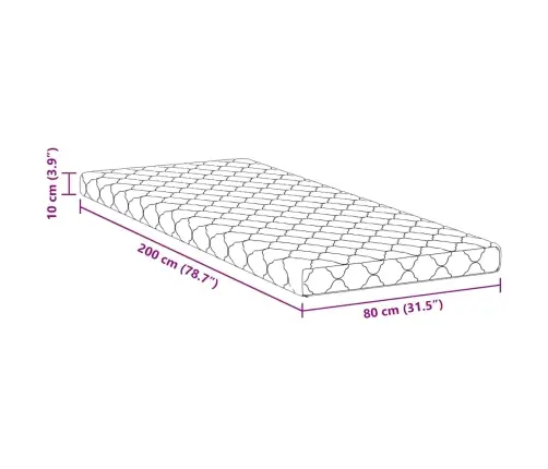 Matrači Balts 200 X 80 Cm 100% Poliestera Audums Vidaxl