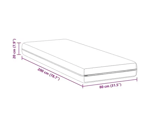 Matrači Balts 80 X 200 Cm 100% Poliestera Audums Vidaxl