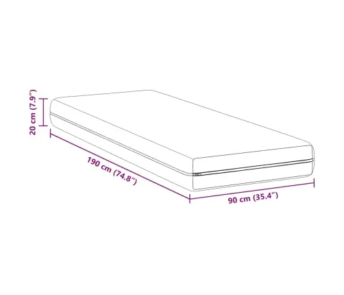 Matrači Balts 90 X 190 Cm 100% Poliestera Audums Vidaxl