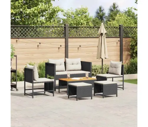 Dārza Dīvānu Komplekts 6 Pcs Melna Un Krēmkrāsas Poliratāns Vidaxl