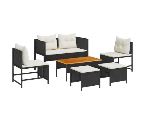 Dārza Dīvānu Komplekts 6 Pcs Melna Un Krēmkrāsas Poliratāns Vidaxl