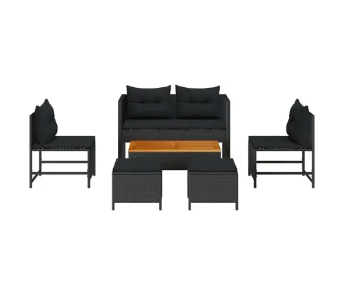 Dārza Dīvānu Komplekts 6 Pcs Melna Poliratāns Vidaxl