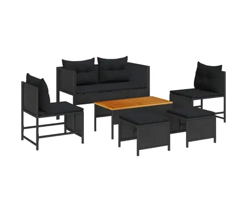 Dārza Dīvānu Komplekts 6 Pcs Melna Poliratāns Vidaxl
