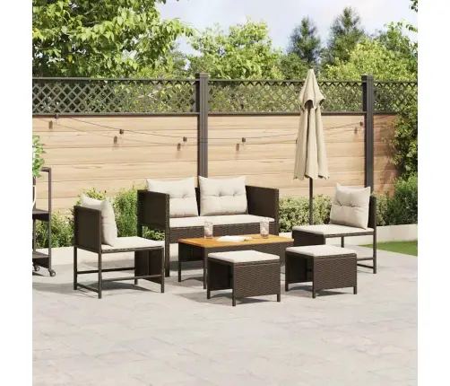 Aia Diivanikomplekt Padjaga 6 Pcs Pruun Ja Kreem Polürotang