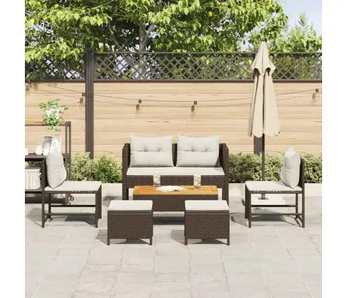 Aia Diivanikomplekt Padjaga 6 Pcs Pruun Ja Kreem Polürotang