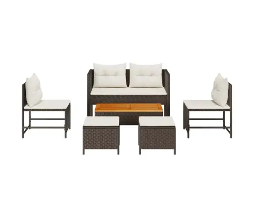 Aia Diivanikomplekt Padjaga 6 Pcs Pruun Ja Kreem Polürotang