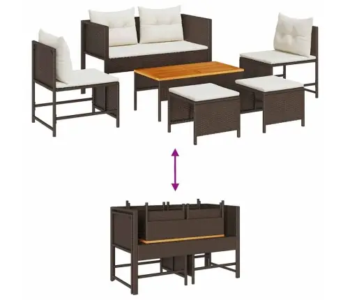 Aia Diivanikomplekt Padjaga 6 Pcs Pruun Ja Kreem Polürotang