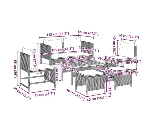 Aia Diivanikomplekt Padjaga 6 Pcs Pruun Ja Kreem Polürotang