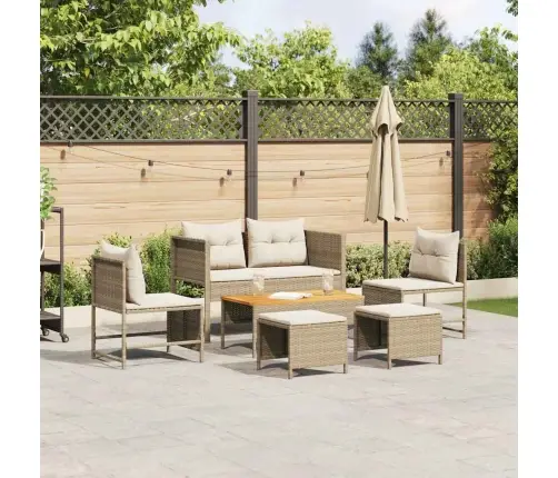 Dārza Dīvānu Komplekts 6 Pcs Bēša Un Krēmkrāsa Poliratāns Vidaxl