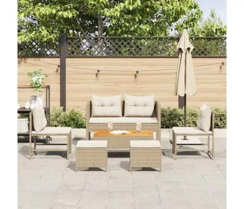 Dārza Dīvānu Komplekts 6 Pcs Bēša Un Krēmkrāsa Poliratāns Vidaxl