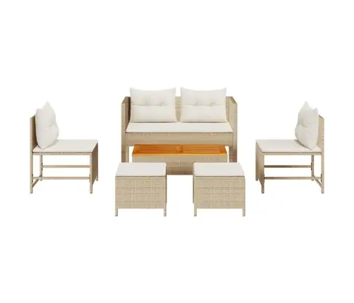 Dārza Dīvānu Komplekts 6 Pcs Bēša Un Krēmkrāsa Poliratāns Vidaxl