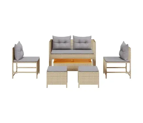 Dārza Dīvānu Komplekts 6 Pcs Bēša Un Gaiši Pelēka Poliratāns Vidaxl