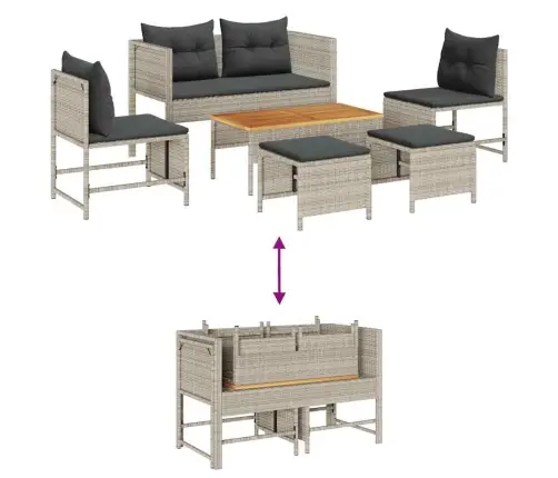 Aia Diivanikomplekt 6 Pcs Helehall Ja Tumehall Polürotang