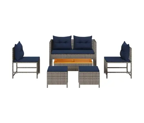 Aia Diivanikomplekt Padjaga 6 Pcs Hall Ja Tumesinine Polürotang